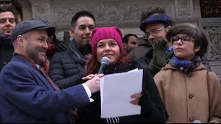 ROSANNE CASH reads Leonard Cohen&#39;s &#39;DEMOCRACY&#39; @ PEN #WritersResist Protest 1/15/17