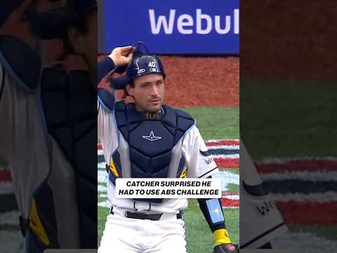 Catcher was shocked he had to challenge this pitch! 😅⚾️ #baseballszn #baseball #mlb #mlbhighlights