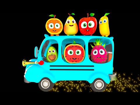 Wheels On The Bus Kids Song and Fun Dance | Funky Fruits Baby Sensory Animation With Music!