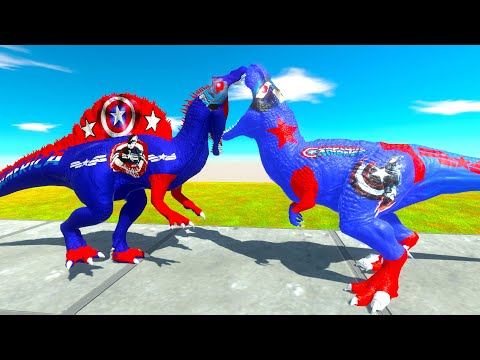 CAPTAIN AMERICA T-REX DEATH RUN - Animal Revolt Battle Simulator ARBS