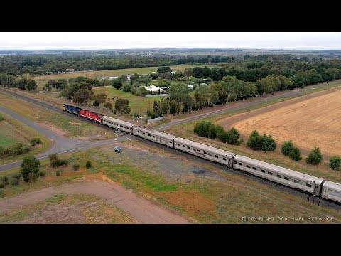 2AM8 JBRE "The Ghan" Passenger Train Arrives At Inverleigh - Drone Chase (5/4/2022) - PoathTV