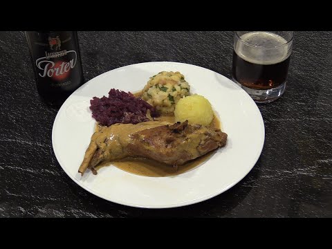 Kaninchen in Schwarzbiersoße. Schritt für Schritt mit Rezept.