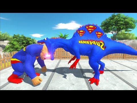 SUPERMAN GORO VS SUPERMAN SPINOSAURUS DEATH RUN - Animal Revolt Battle Simulator