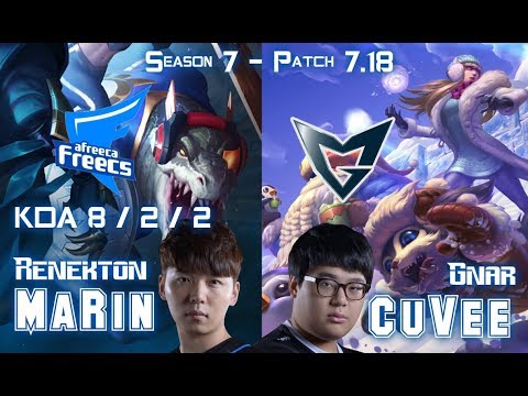 AFs MaRin RENEKTON vs SSG CuVee GNAR Top - Patch 7.18 KR Ranked