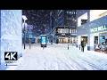 Nocturnal Awakening Night Walking In HEAVY Snowfall Helsinki Finland Slow TV 4K