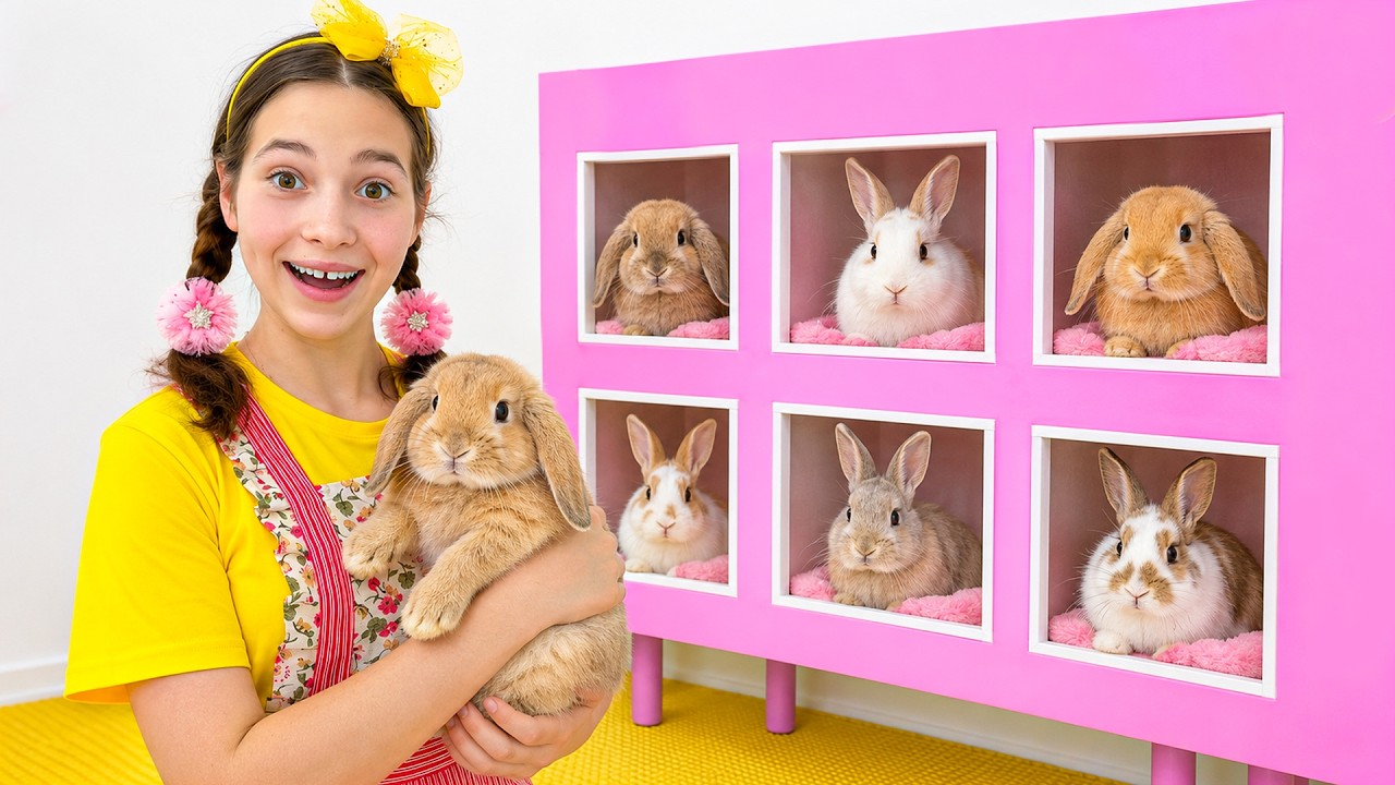 Sofia helps her grandfather take care of the rabbits