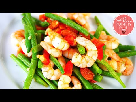 Green Bean & Prawn Salad Recipe - Салат с креветками и стручковой фасолью