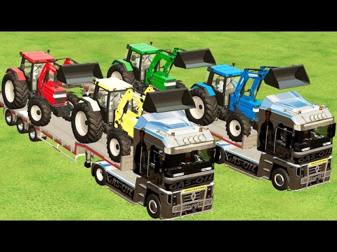 TRANSPORT OLD CASE TRACTORS WITH LOADERS & FILL STONES IN FORD TRUCKS - Farming Simulator 22