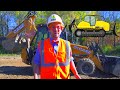 Blippi Learns About Construction Vehicles Trucks For Kids Educational Blippi Videos For Toddlers