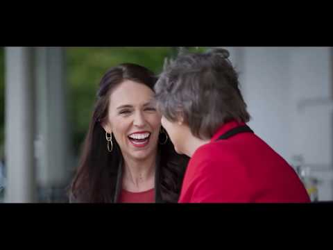 New Zealand Prime Minister Jacinda Ardern and former Prime Minister Helen Clark talk gender equality