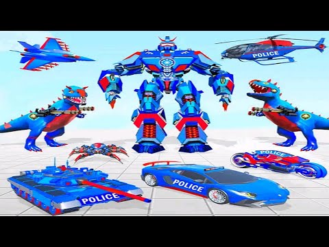 Police Dino Tank Car Jet Robot Games 2022 #2 - Android iOS Gameplay