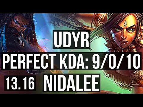 UDYR vs NIDALEE (JNG) | 9/0/10, Legendary, 500+ games, 900K mastery | EUW Master | 13.16