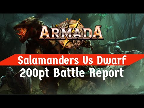 Kings of War Armada Battle Report. 200pt Dwarf Vs Salamander with XL Ship. Mantic Games