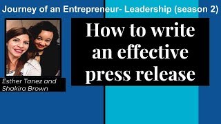 Brand recognition:When to write a press release to market your business (2017)Season 2
