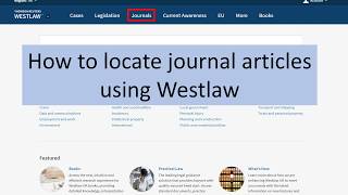 Westlaw: accessing journal articles