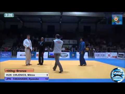 European Judo Open Men Oberwart 2014 Bronze -100kg CIRJENICS Miklos (HUN) - TAKAHASHI Ryosuke (JPN)