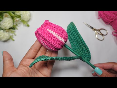 TWO-COLOR TULIP CROCHET 🌷 3D CROCHET PATTERN - NEW DESIGN - EASY AND QUICK
