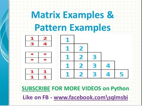 Matrix Examples in Python | printing patterns in python | python tutorials