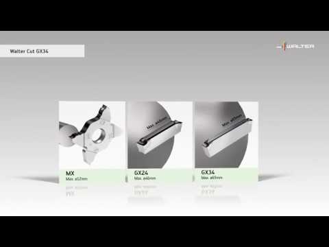 Walter Cut GX34 system. Part off a diameter of up to 65 mm with two cutting edges.