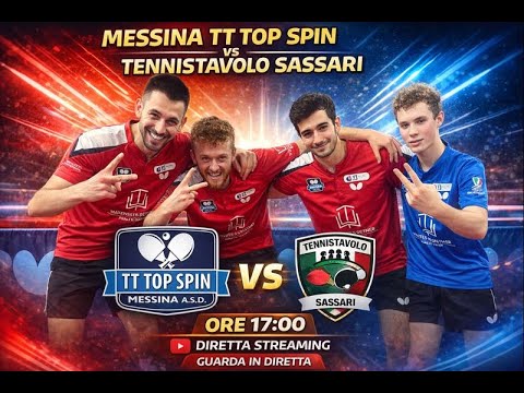 Serie A1 7^ giornata: 21/12 ore 17 Top Spin Messina WatchesTogether-Tennistavolo Sassari