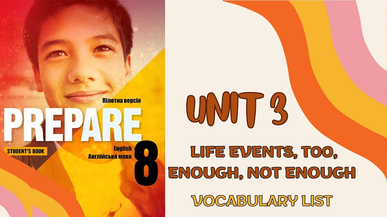 PREPARE 8, VOCABULARY LIST, UNIT 3, LIFE EVENTS, T00, ENOUGH, NOT ENOUGH