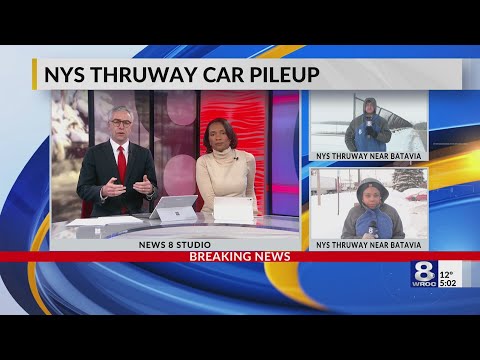 Nearly 30 car pileup shuts down NYS Thruway near Batavia