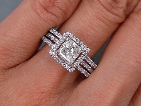 1.36 ctw Princess Cut Diamond Engagement Ring - BigDiamondsUSA