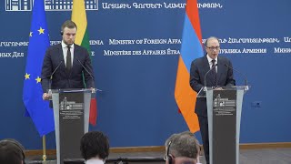 ՀՀ ԱԳ նախարարի պաշտոնակատար Արա Այվազյանի և Լիտվայի ԱԳ նախարար Գաբրիելյուս Լանդսբերգիսի հետ համատեղ մամուլի ասուլիսը