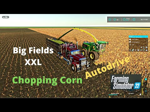 FS22 Big Fields XXL Small Corn Forage Harvest Using Autodrive