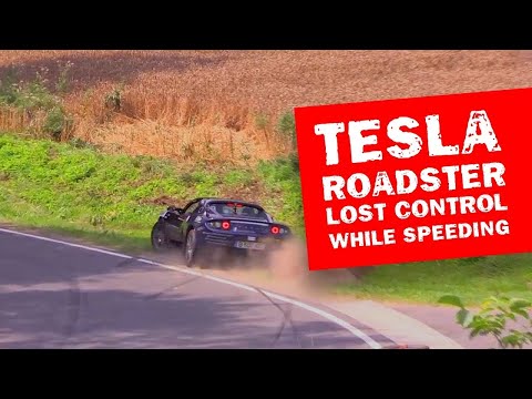 Lost control on speeding Tesla Roadster