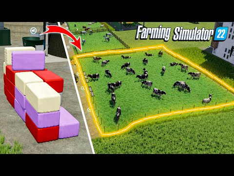 COWS FEEDING WITH WRAPPING BALES IN FS22 | FARMING SIMULATOR 22 | TIMELAPSE |