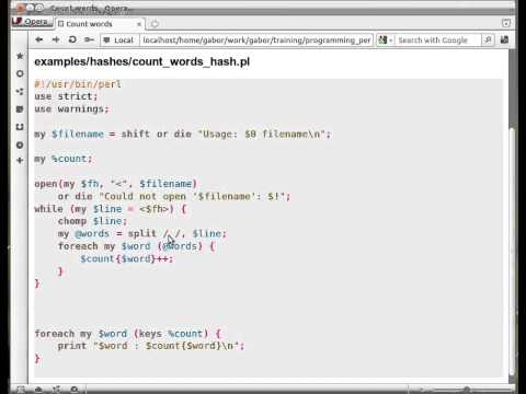 Beginner Perl Maven tutorial: 7.7 - counting words in a file