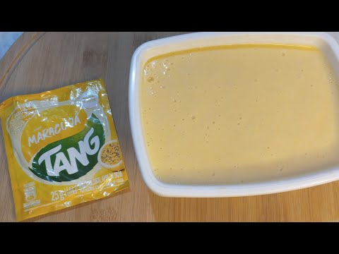 Passion fruit mousse with Tang juice, I only used 3 ingredients.