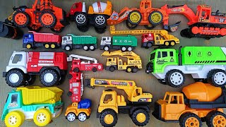 Menemukan mainan Excavator,bulldozer,truk molen,truk sampah,mobil damkar,truk pasir