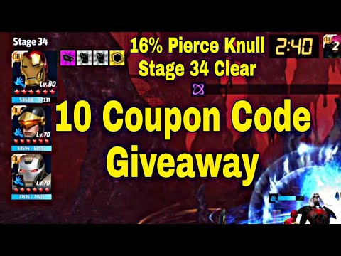 10 Coupon Code Giveaway And WBL Knull Stage 34 Solo With Iron Man - Marvel Future Fight