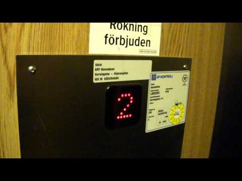 Svenska TecnoLift AB Roped Hydraulic elevator @ Norralagatan 4A, Söderhamn, Sweden.