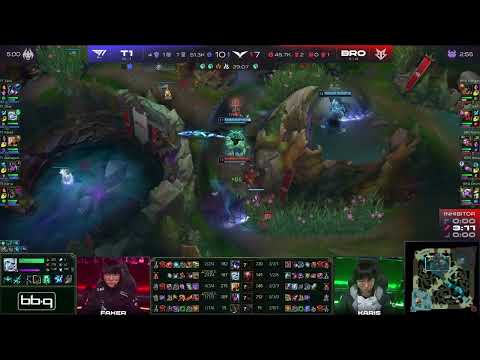Keria flashes to body block Gragas bodyslam!!! Gumayushi kill from downtown!!! T1 VS BRO LCK 2023