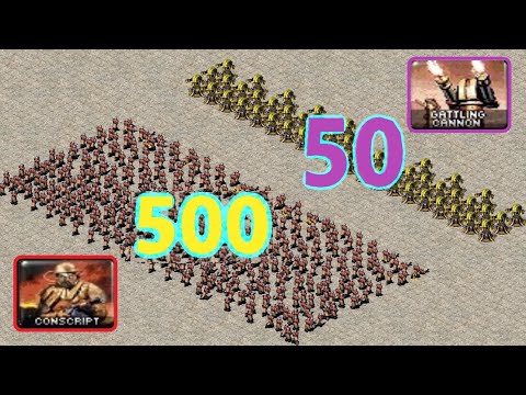 Gattling Cannon vs Conscripts - Same Cost - Red Alert 2