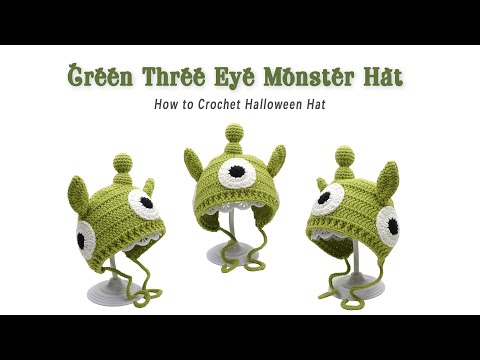 Crochet a Green Three Eye Monster Hat