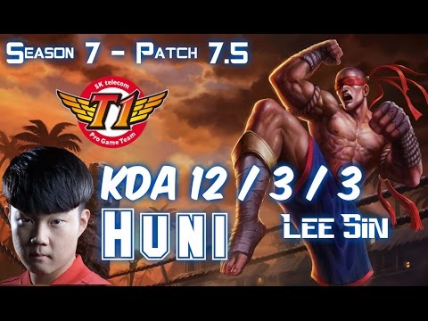 SKT T1 Huni LEE SIN vs The Shy NIDALEE Jungle - Patch 7.5 KR Ranked