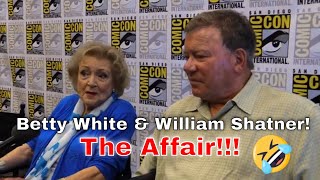 Betty White & William Shatner joking about their affairs and TV show family opportunities.