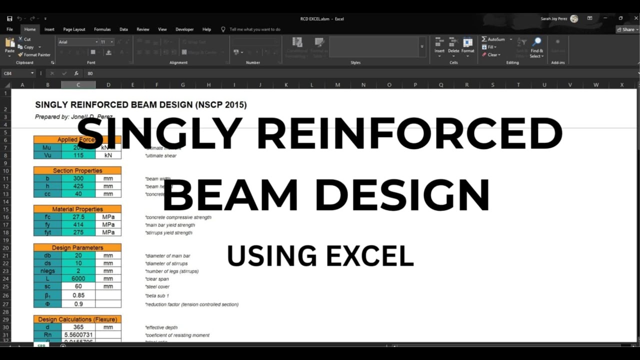 Designing Singly Reinforced Beams in Excel (NSCP 2015) 💻🧱 | Free Spreadsheet Download 📥