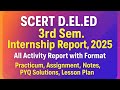 SCERT D EL ED 3rd Semester School Internship Report 2025