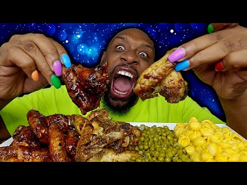 BAKED & BBQ'D CHICKEN WANGS | SOULFOOD | MUKBANG | WHOLE WINGS