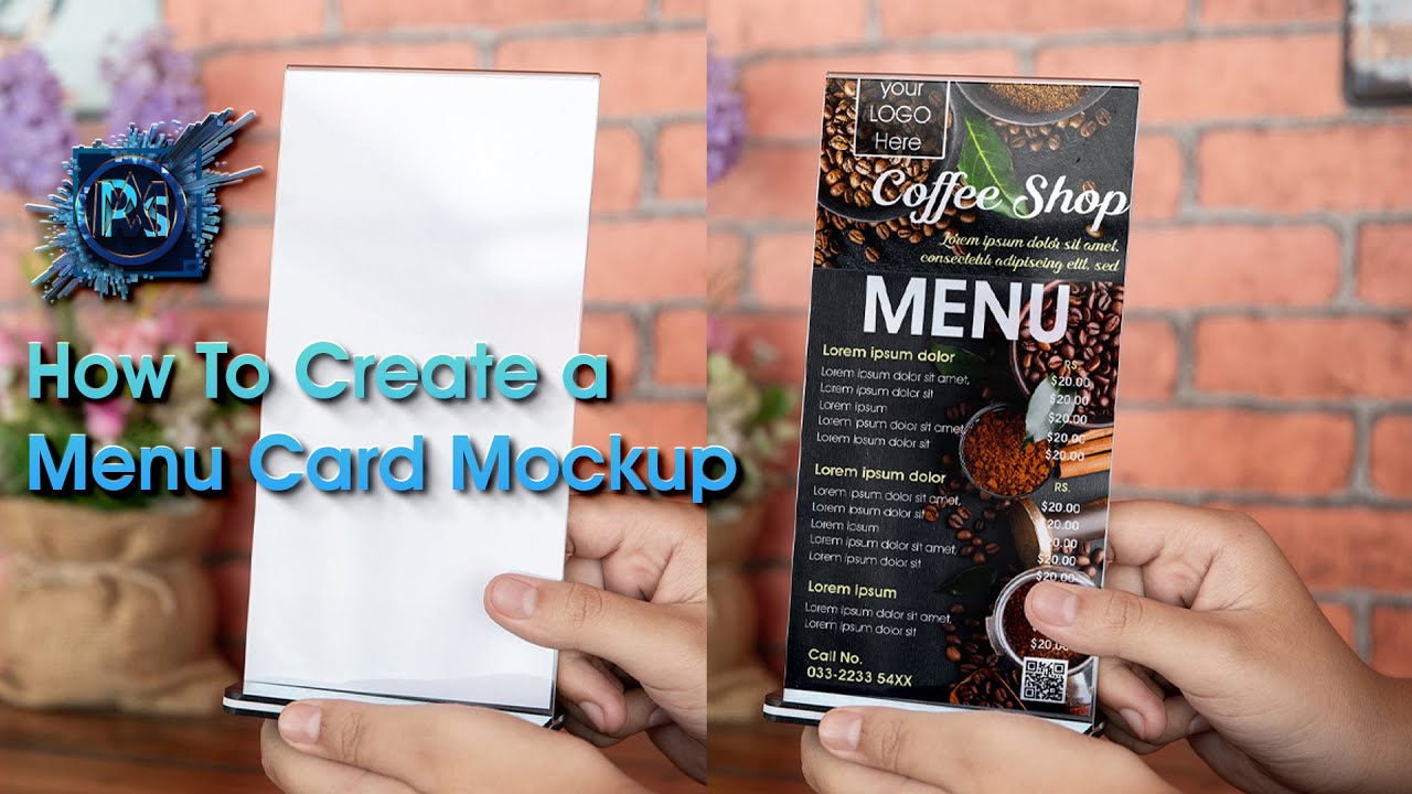How to Make Coffee Shop Menu Card Mockup| Photoshop Mockup Tutorial