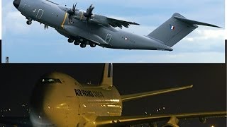 preview picture of video 'Airbus A400M French AF & Boeing 747-4F AirFrance Cargo at Clermont Airport !'