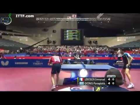 Emmenuel Lebesson's faulted serve (WTTTC 2014)