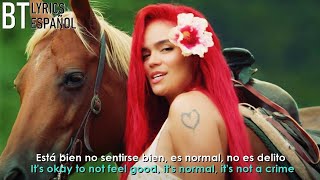 Karol G   MIENTRAS ME CURO DEL CORA // Lyrics + Español // Video Official