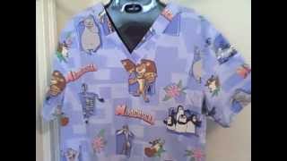 Madagascar Scrub Top Short Sleeve 2 Pocket V-Neck Pullover size M used
