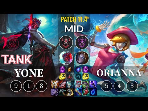TLN Tank Yone vs Orianna Mid - KR Patch 11.4